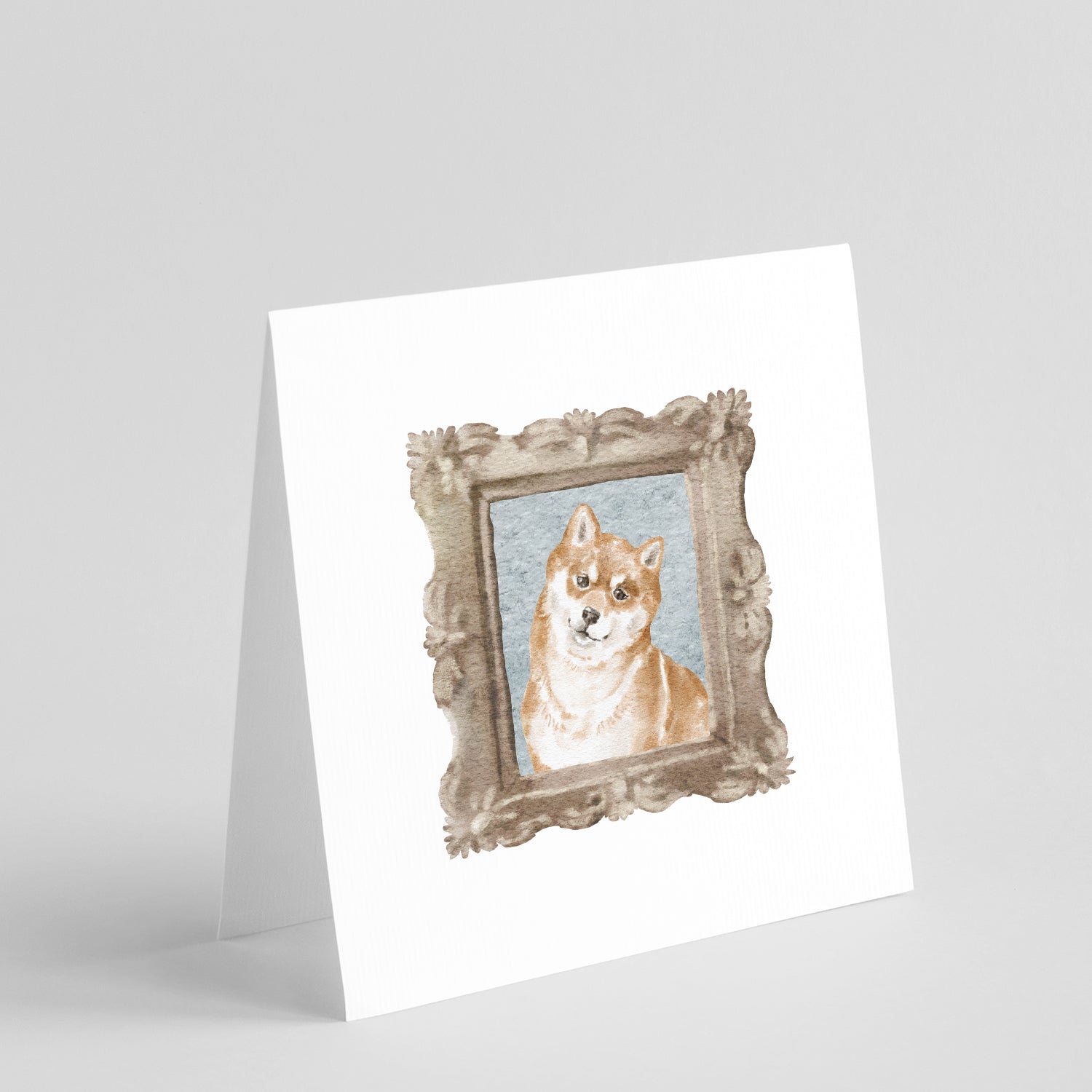 Buy this Shiba Inu Red Head Tilt Square Greeting Cards and Envelopes Pack of 8