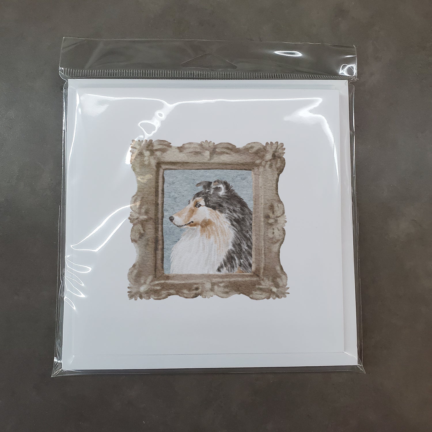 Sheltie Sable Side View Square Greeting Cards and Envelopes Pack of 8 - the-store.com