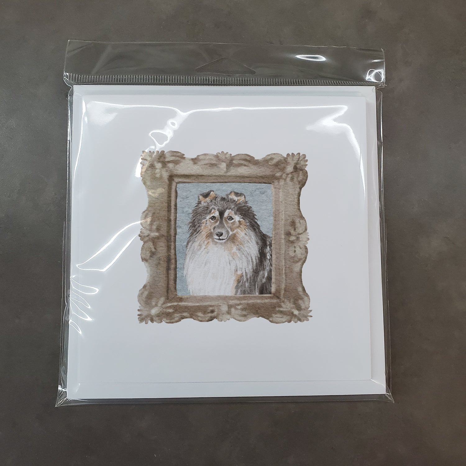 Sheltie Sable Front View 2 Square Greeting Cards and Envelopes Pack of 8 - the-store.com