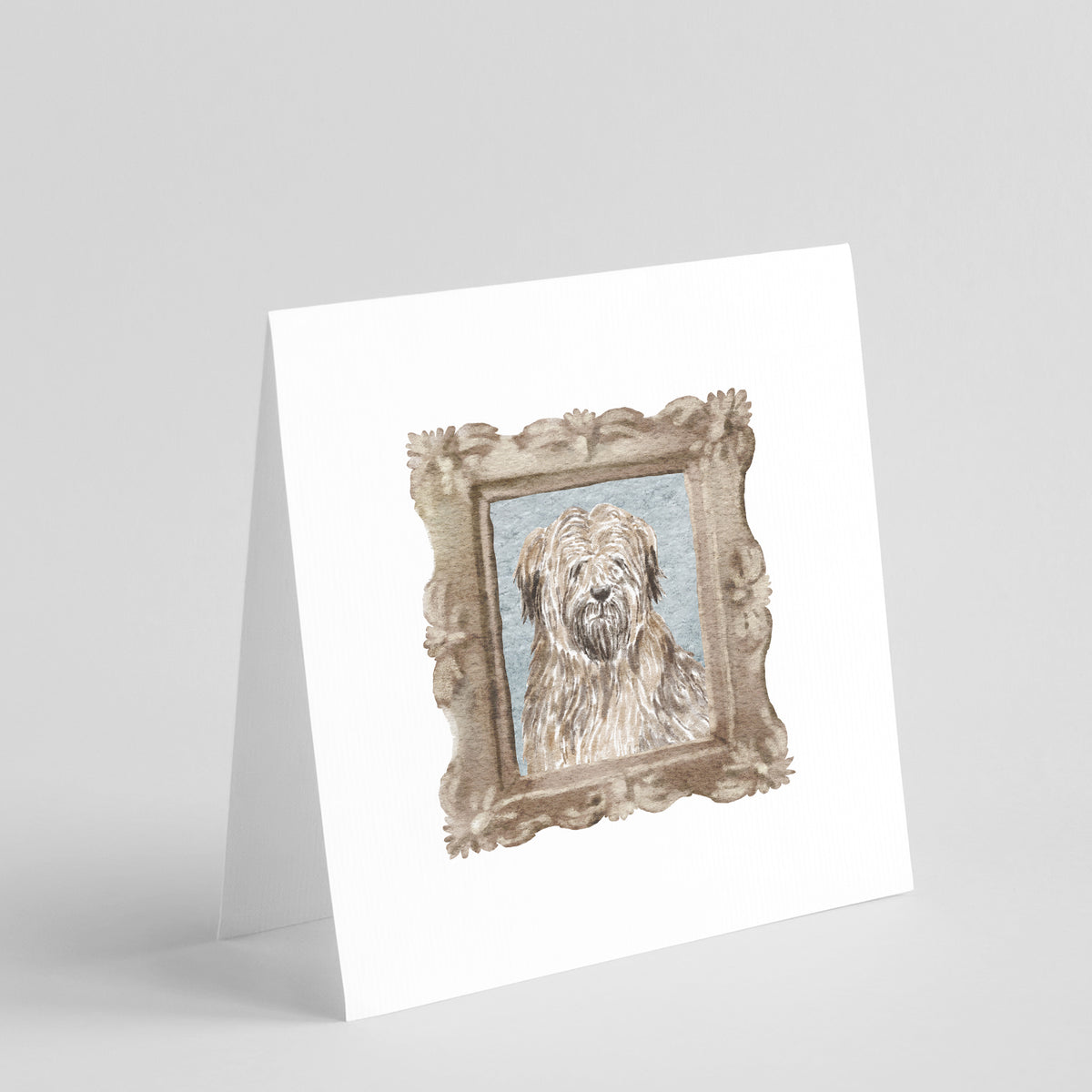 Buy this Briard Tawny Black Front View Square Greeting Cards and Envelopes Pack of 8