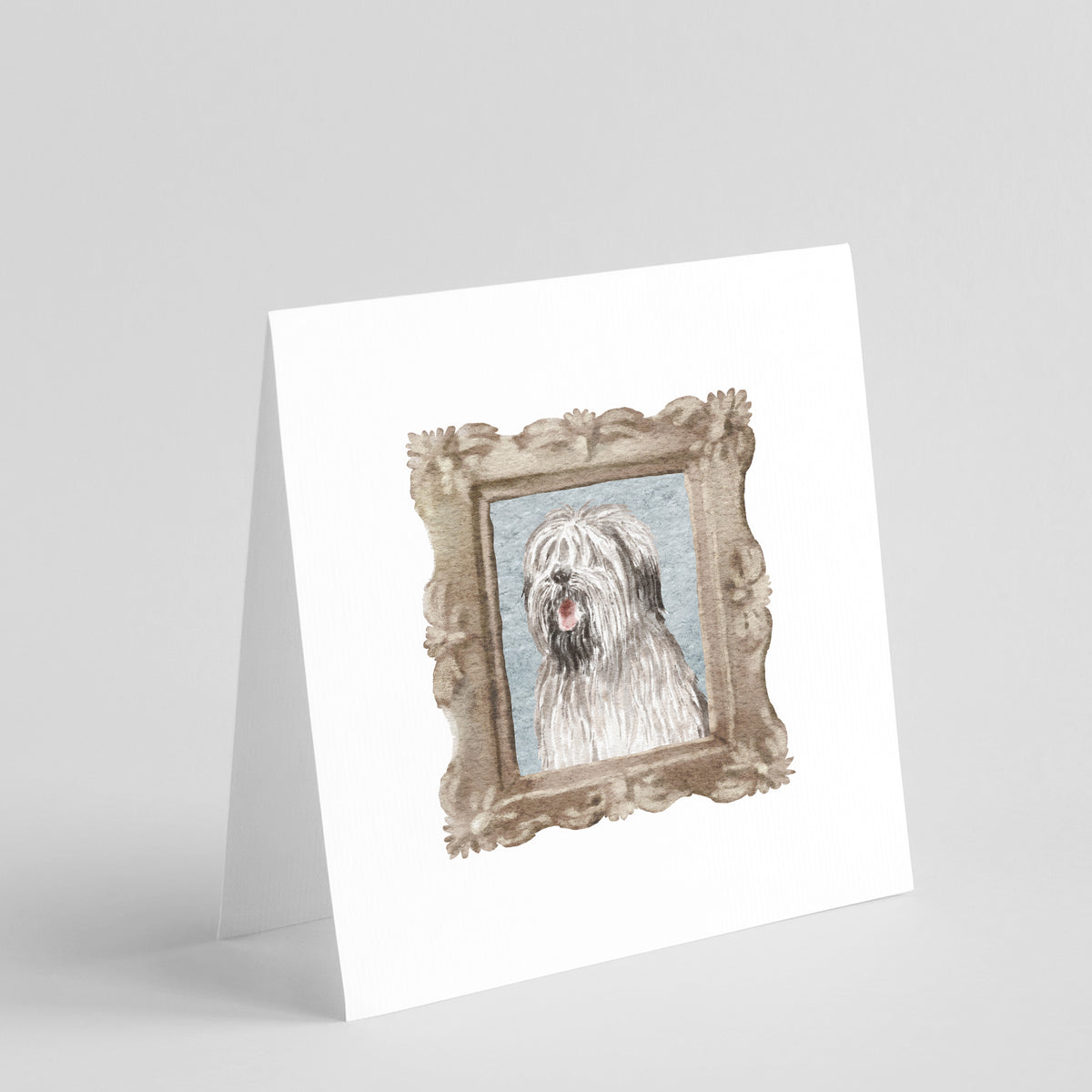 Buy this Briard Black and Grey Smile Square Greeting Cards and Envelopes Pack of 8