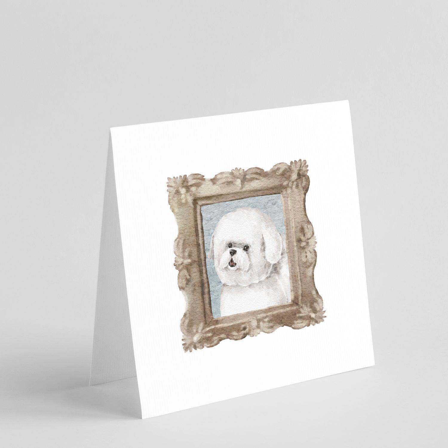 Buy this Bichon Fris� Side View 2 Square Greeting Cards and Envelopes Pack of 8