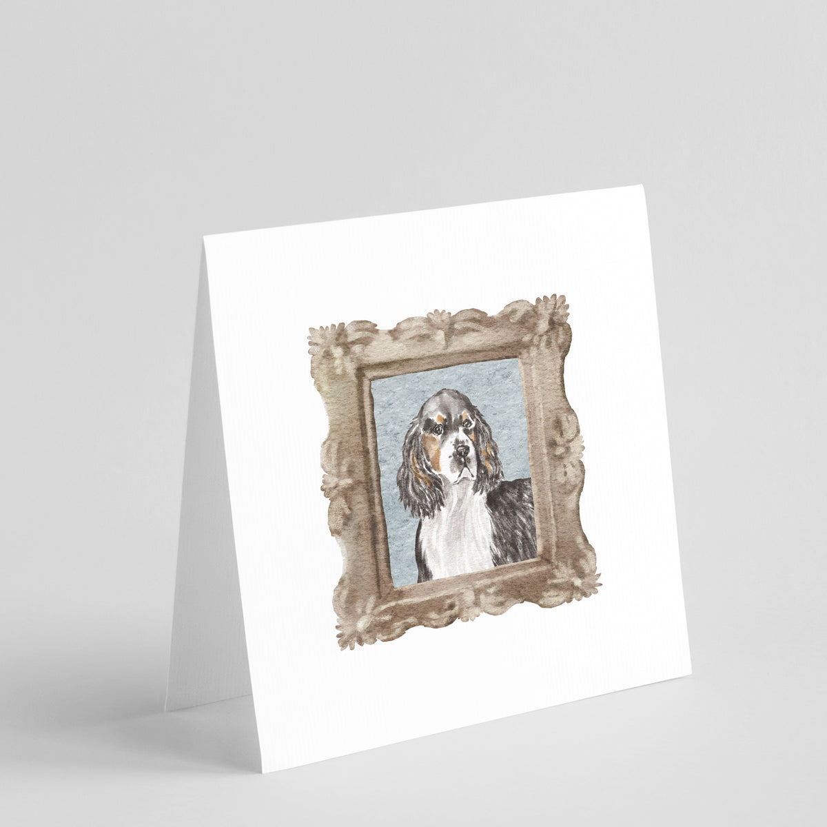 Buy this English Springer Spaniel Tricolor Front View Square Greeting Cards and Envelopes Pack of 8