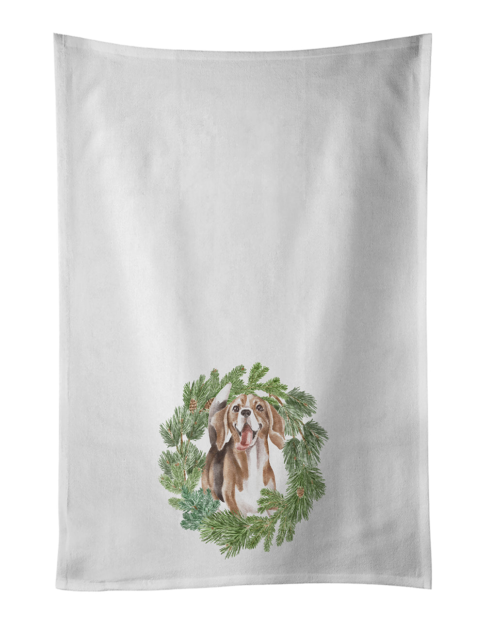 Buy this Beagle Smiling Christmas Wreath White Kitchen Towel Set of 2