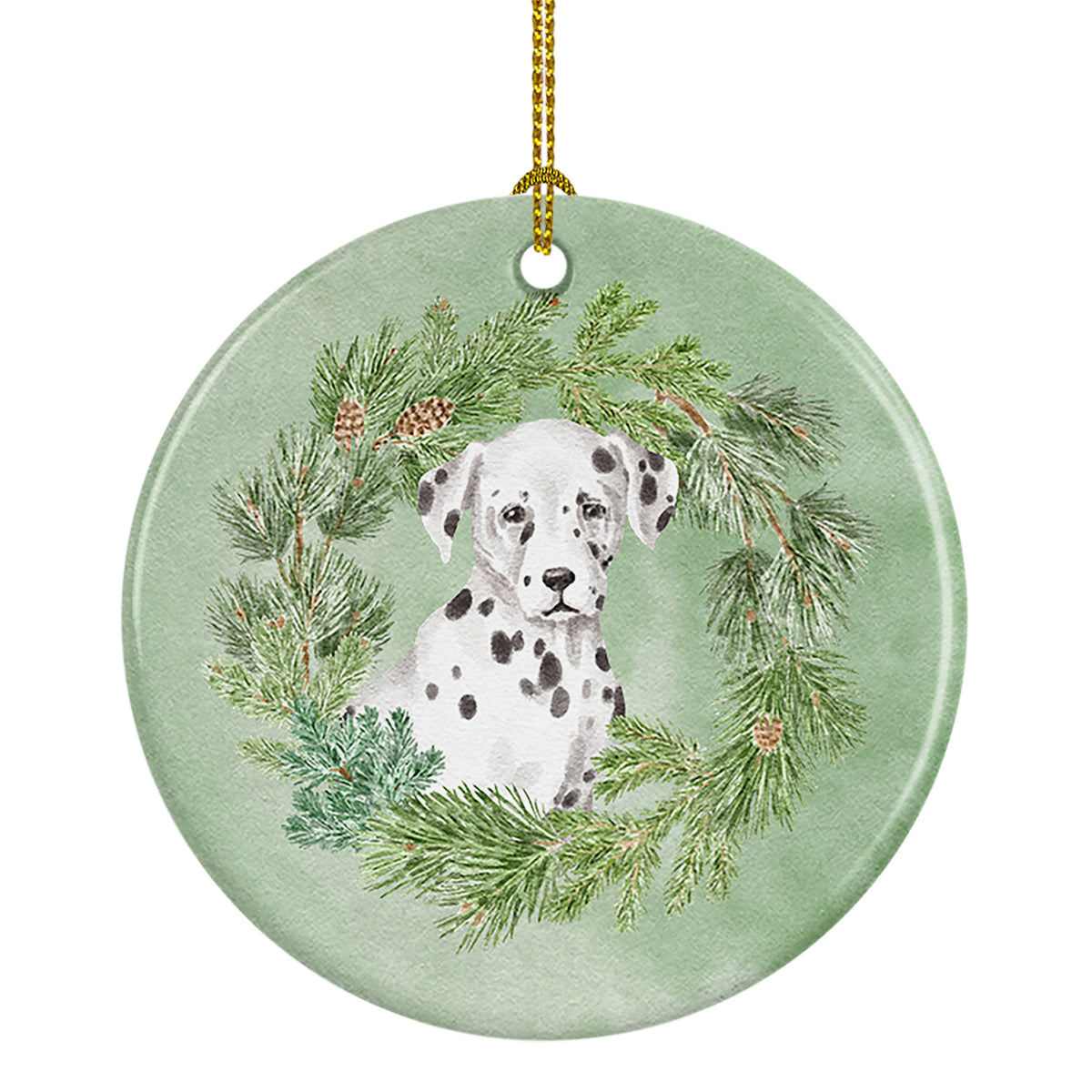 Buy this Dalmatian Puppy Christmas Wreath Ceramic Ornament
