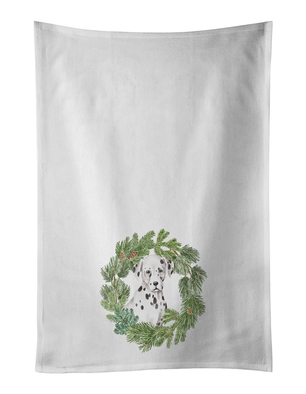 Buy this Dalmatian Puppy Christmas Wreath White Kitchen Towel Set of 2