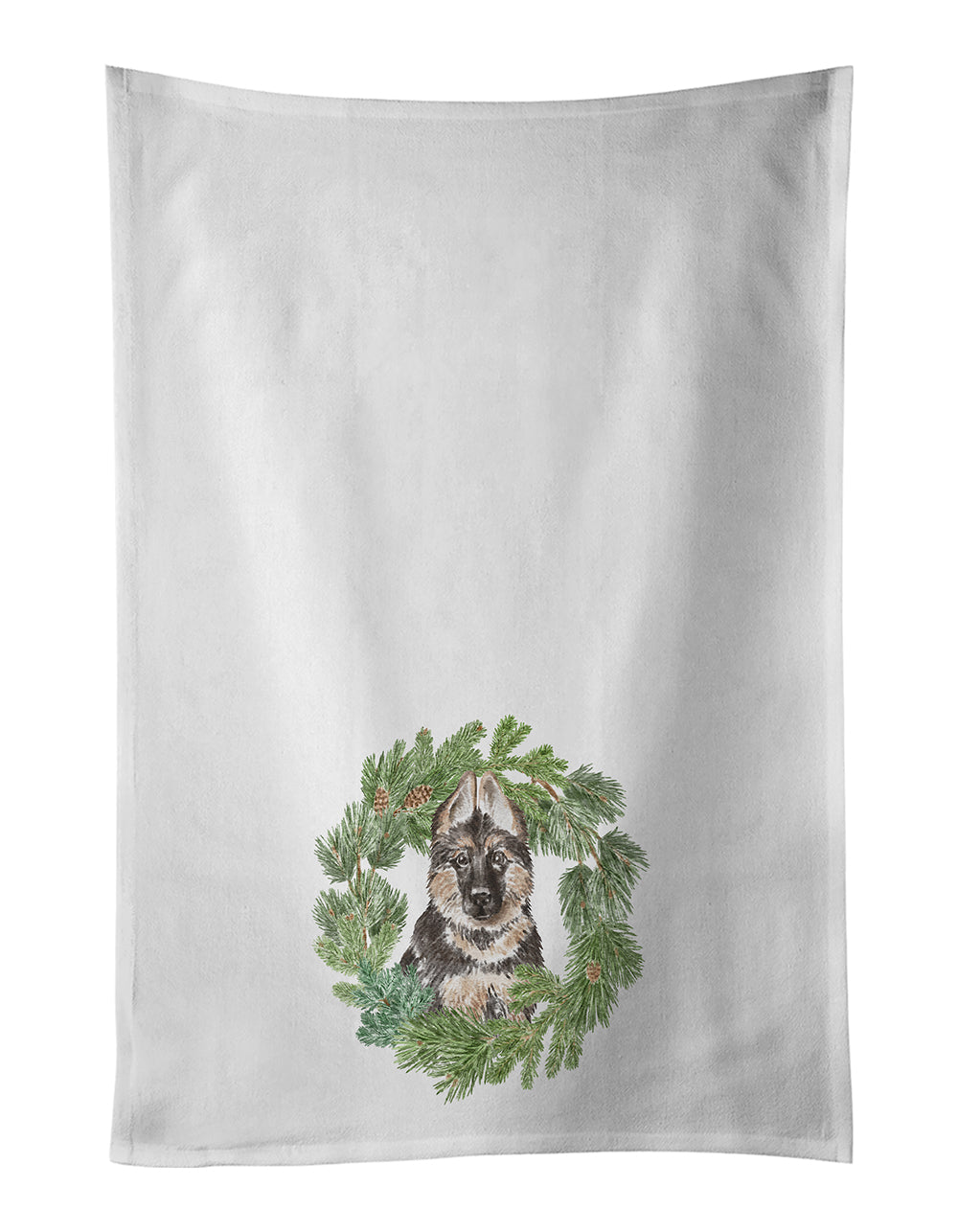 Buy this German Shepherd Puppy Christmas Wreath White Kitchen Towel Set of 2