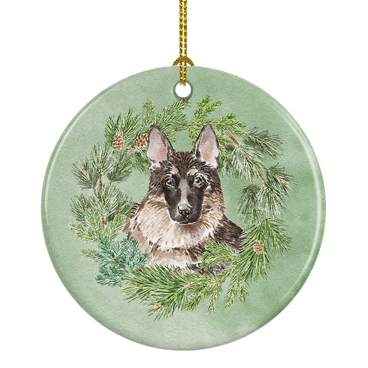 Buy this German Shepherd Christmas Wreath Ceramic Ornament