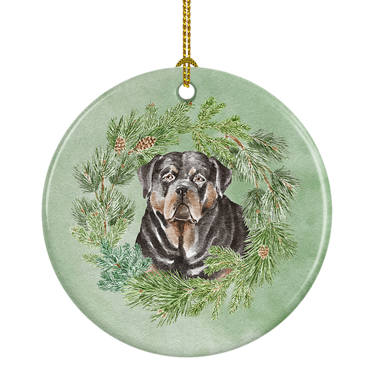 Buy this Rottweiler Christmas Wreath Ceramic Ornament