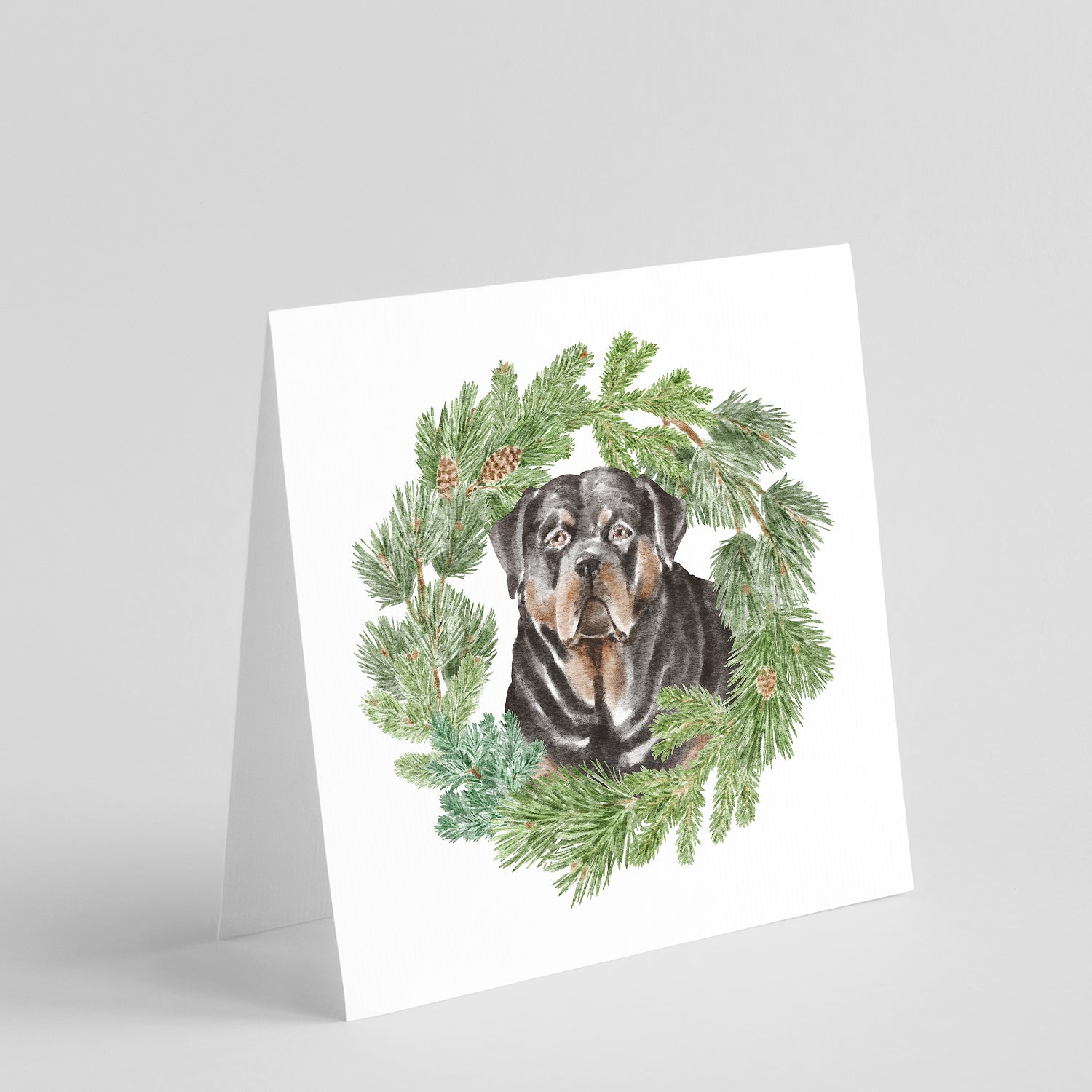Buy this Rottweiler with Christmas Wreath Square Greeting Cards and Envelopes Pack of 8