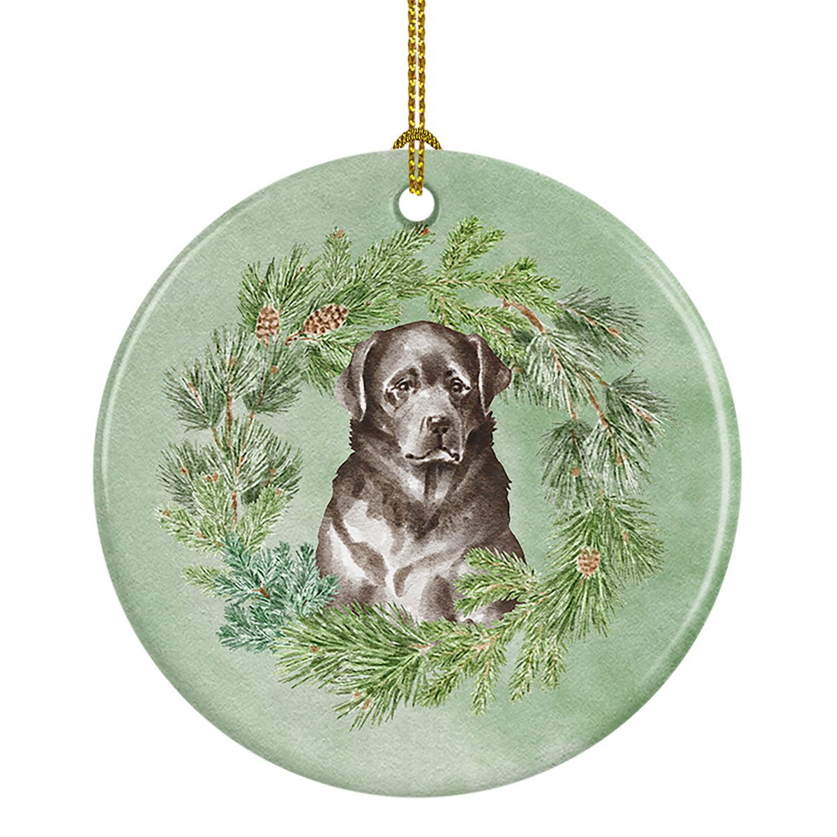 Buy this Labrador Retriever Black Christmas Wreath Ceramic Ornament