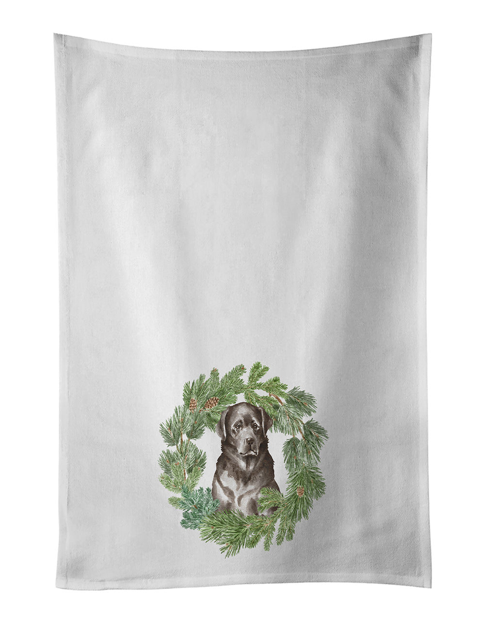 Buy this Labrador Retriever Black Christmas Wreath White Kitchen Towel Set of 2