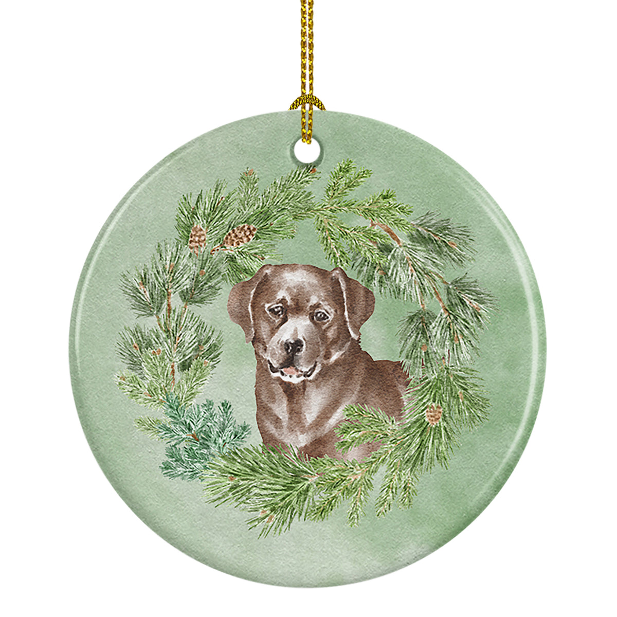 Buy this Labrador Retriever Chocolate Christmas Wreath Ceramic Ornament