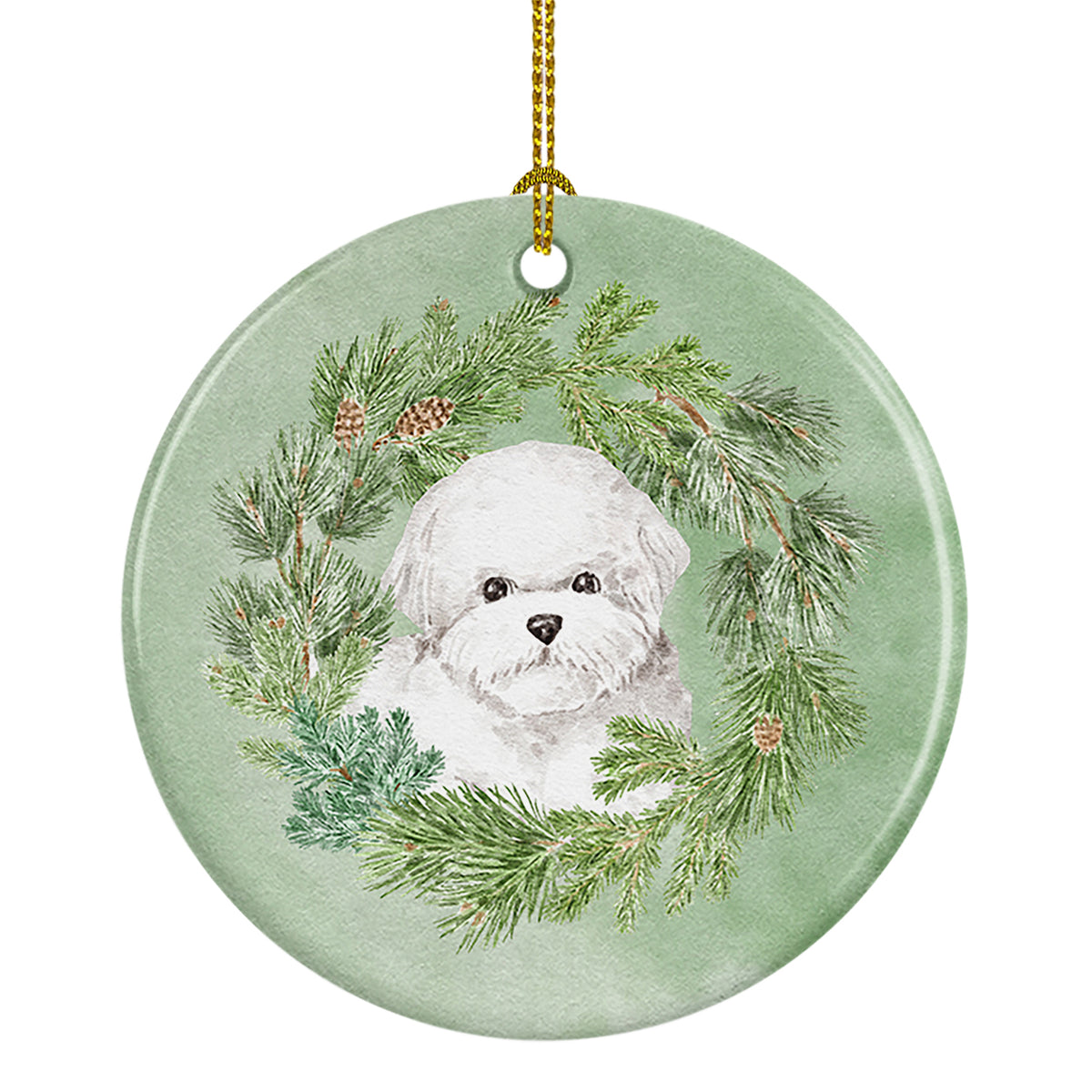 Buy this Bichon Frise Christmas Wreath Ceramic Ornament