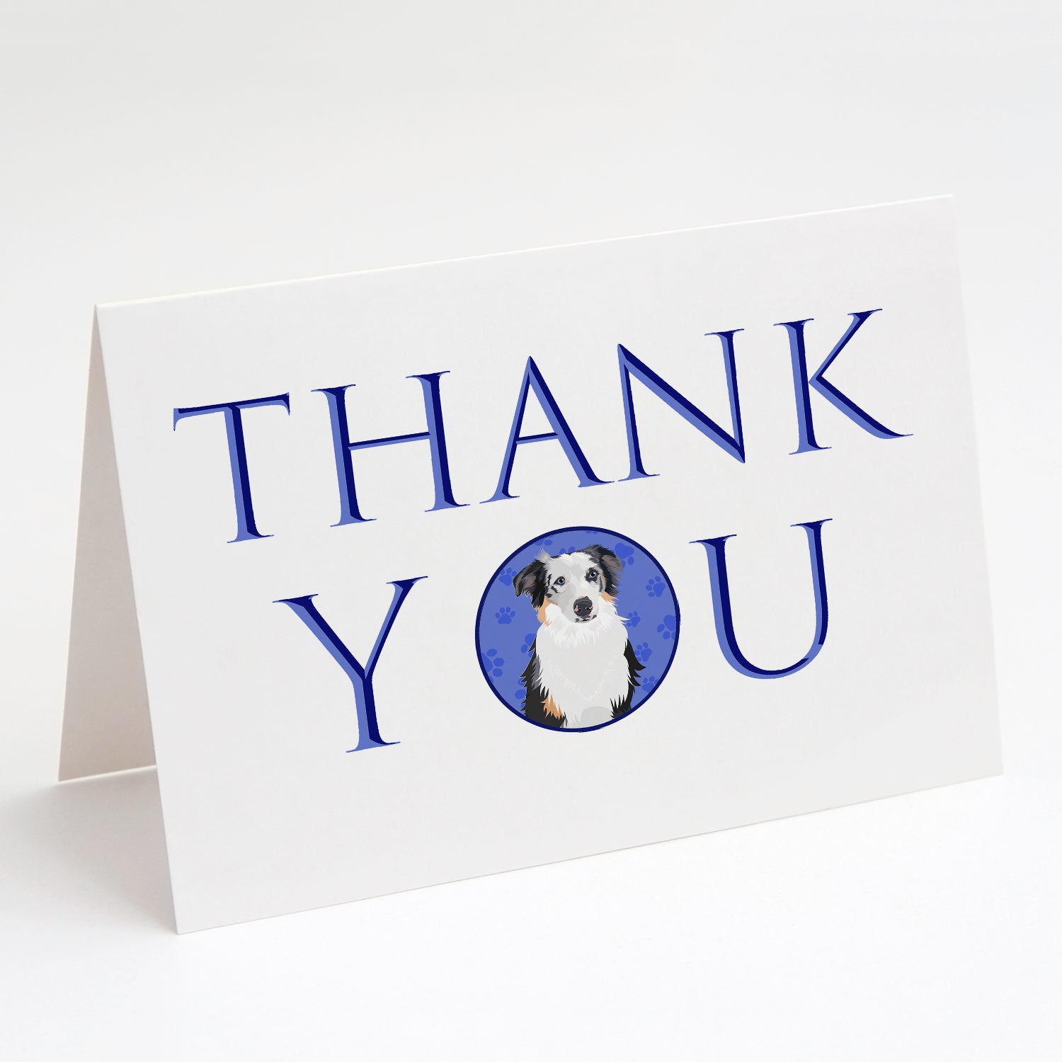 Buy this Australian Shepherd Blue Merle #1 Thank You Greeting Cards and Envelopes Pack of 8
