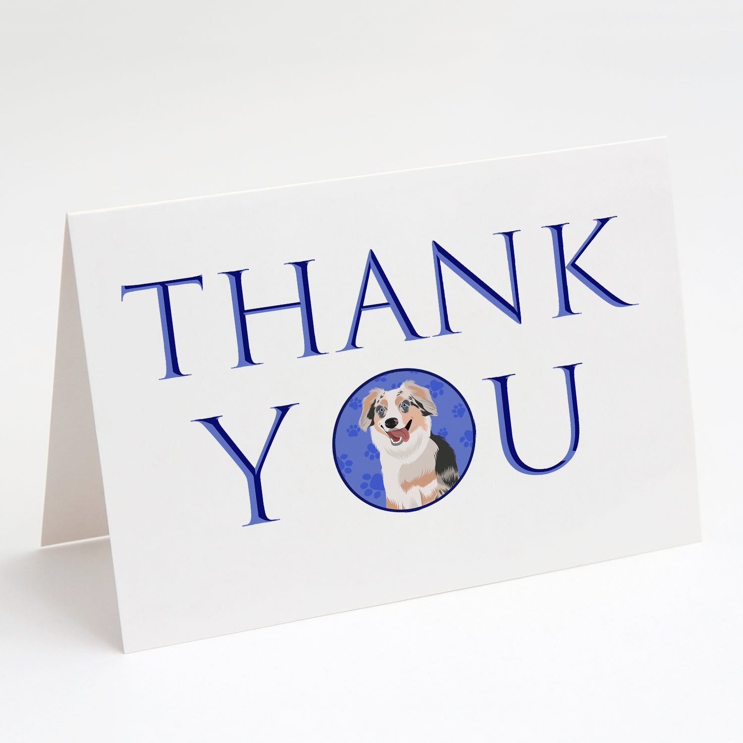Buy this Australian Shepherd Blue Merle Puppy #1 Thank You Greeting Cards and Envelopes Pack of 8