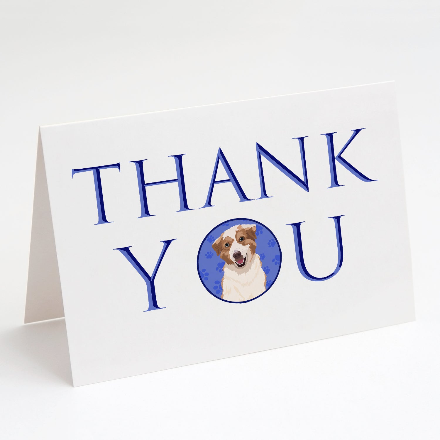 Buy this Australian Shepherd Red and White #1 Thank You Greeting Cards and Envelopes Pack of 8