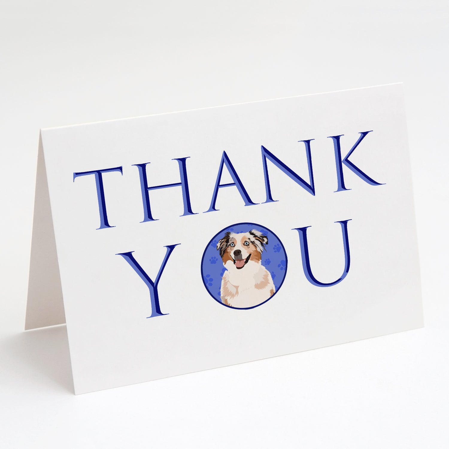 Buy this Australian Shepherd Red Merle Tricolor #2 Thank You Greeting Cards and Envelopes Pack of 8