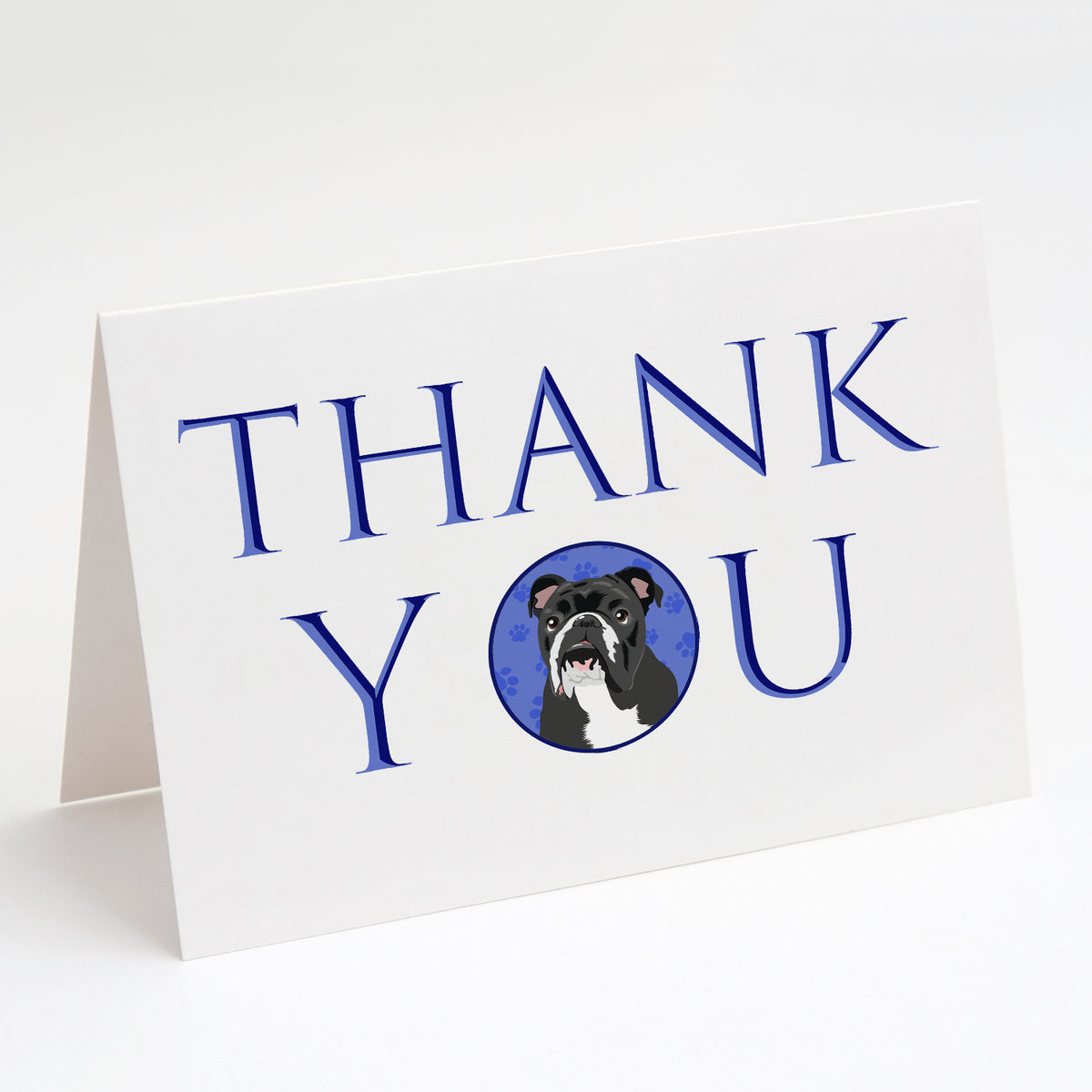 Buy this English Bulldog Black and White Thank You Greeting Cards and Envelopes Pack of 8