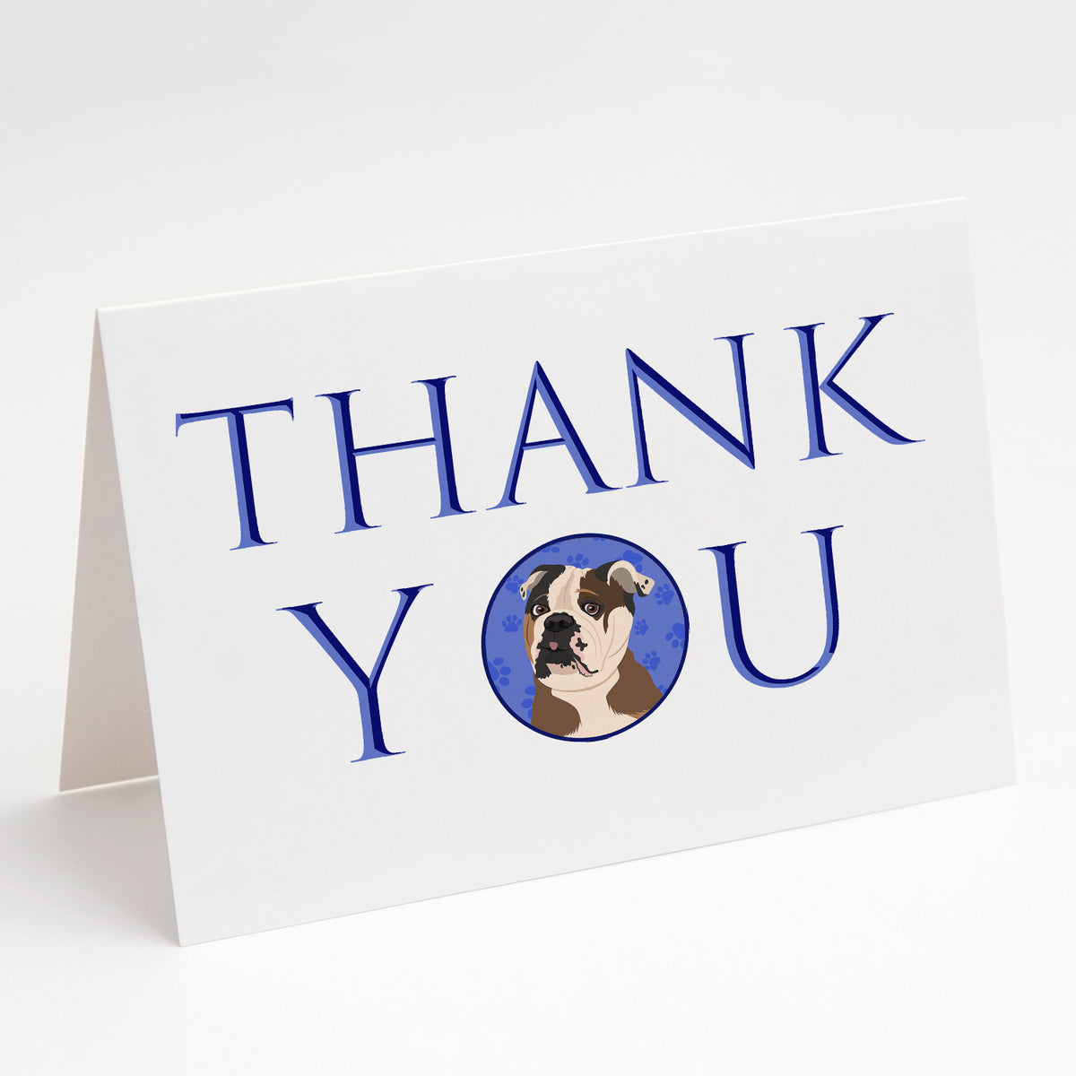 Buy this English Bulldog Chocolate Tan Thank You Greeting Cards and Envelopes Pack of 8