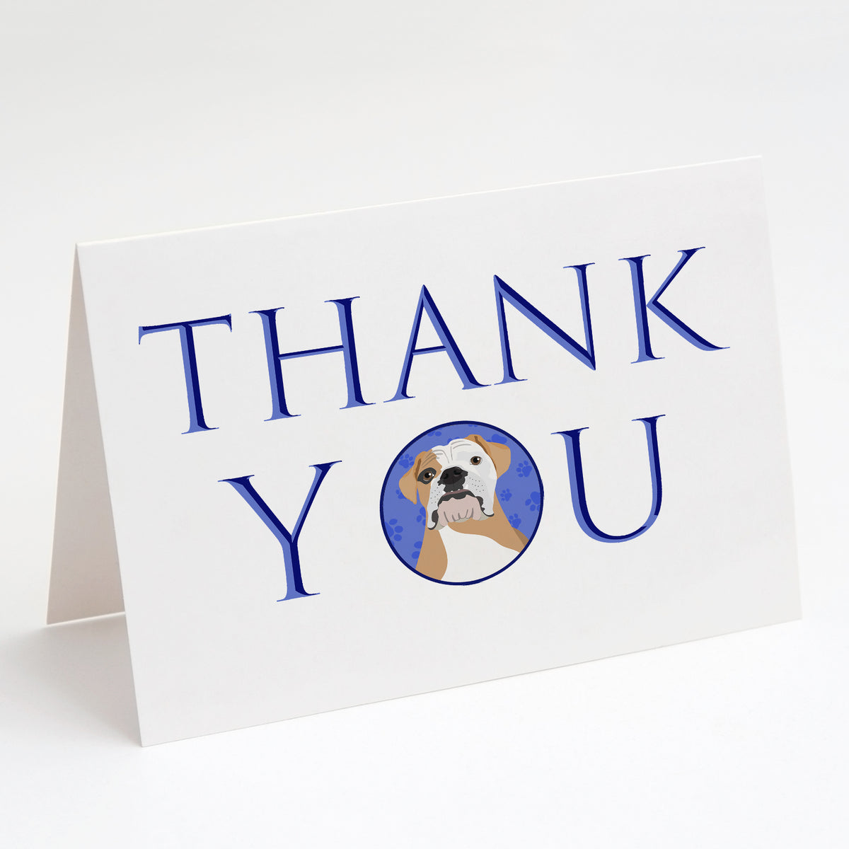 Buy this English Bulldog Fawn and White Thank You Greeting Cards and Envelopes Pack of 8