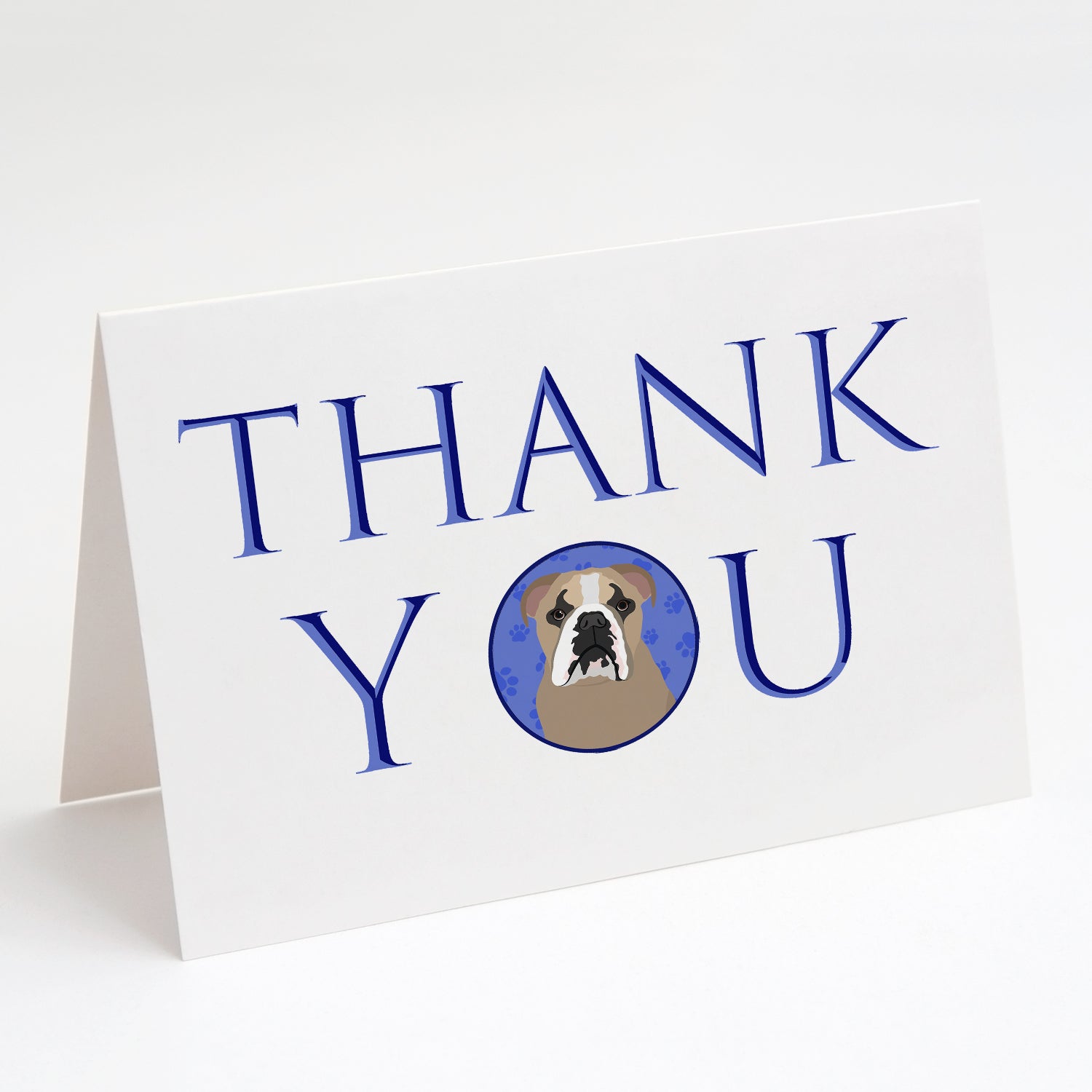 Buy this English Bulldog Lilac Tricolor Thank You Greeting Cards and Envelopes Pack of 8