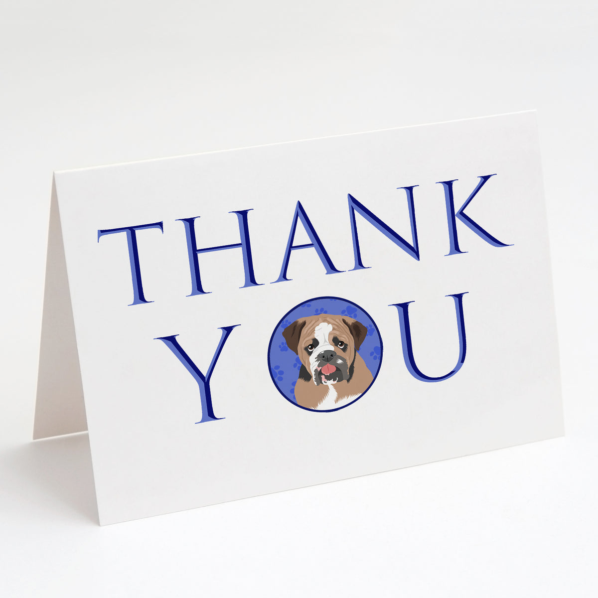 Buy this English Bulldog Tricolor #4 Thank You Greeting Cards and Envelopes Pack of 8