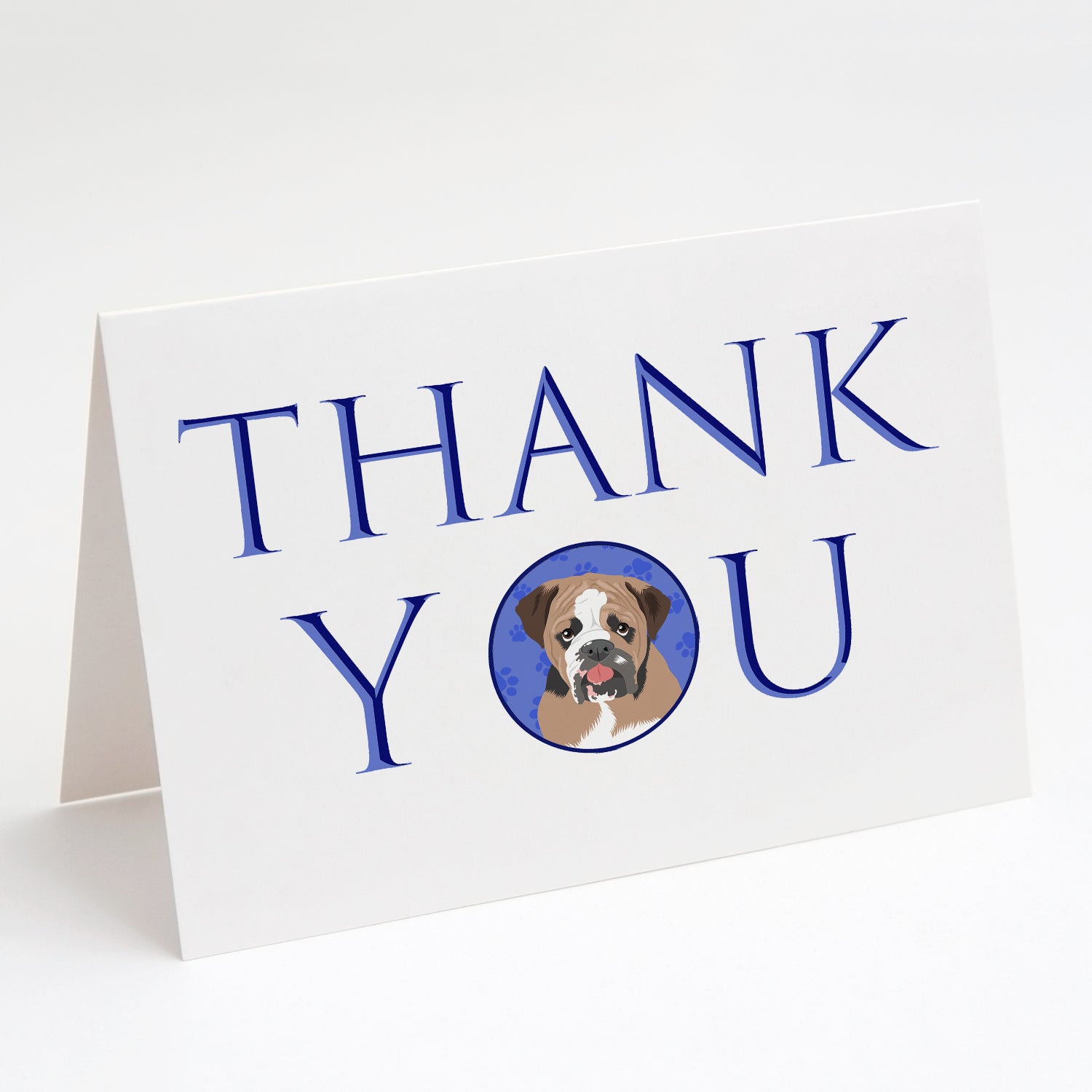 Buy this English Bulldog Tricolor #4 Thank You Greeting Cards and Envelopes Pack of 8