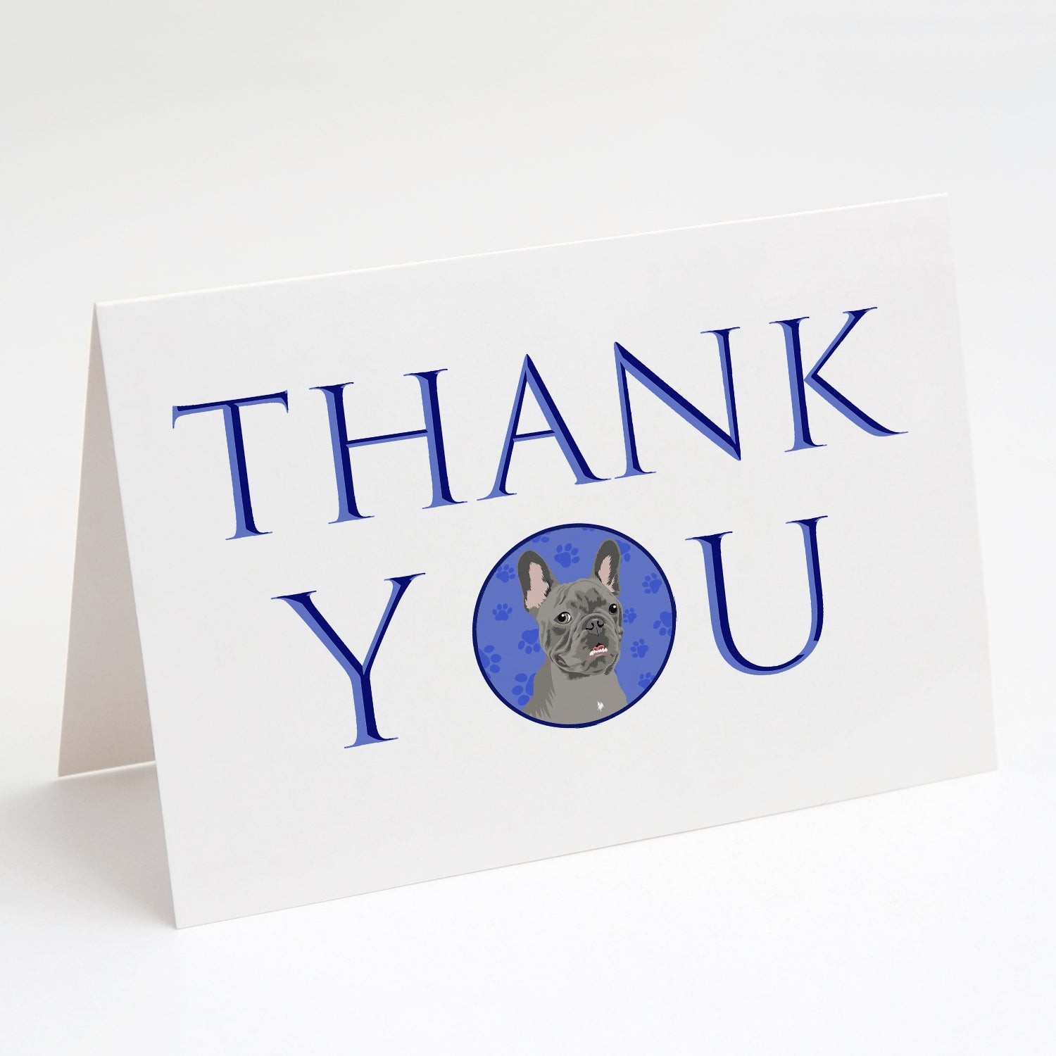 Buy this French Bulldog Blue Thank You Greeting Cards and Envelopes Pack of 8