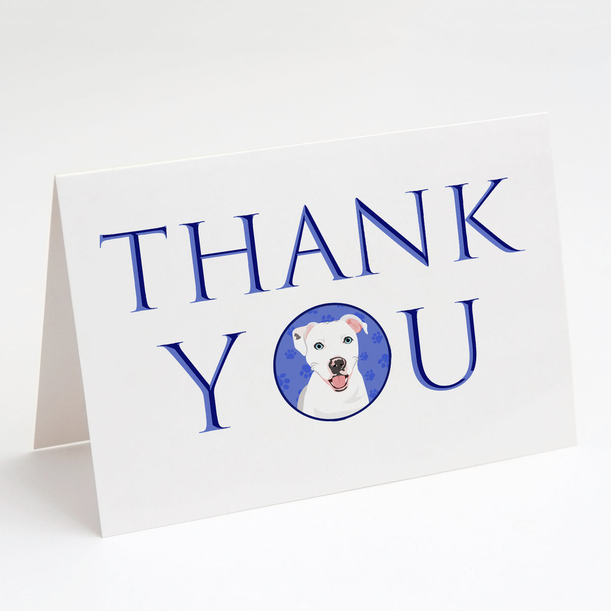 Buy this Pit Bull White #1 Thank You Greeting Cards and Envelopes Pack of 8