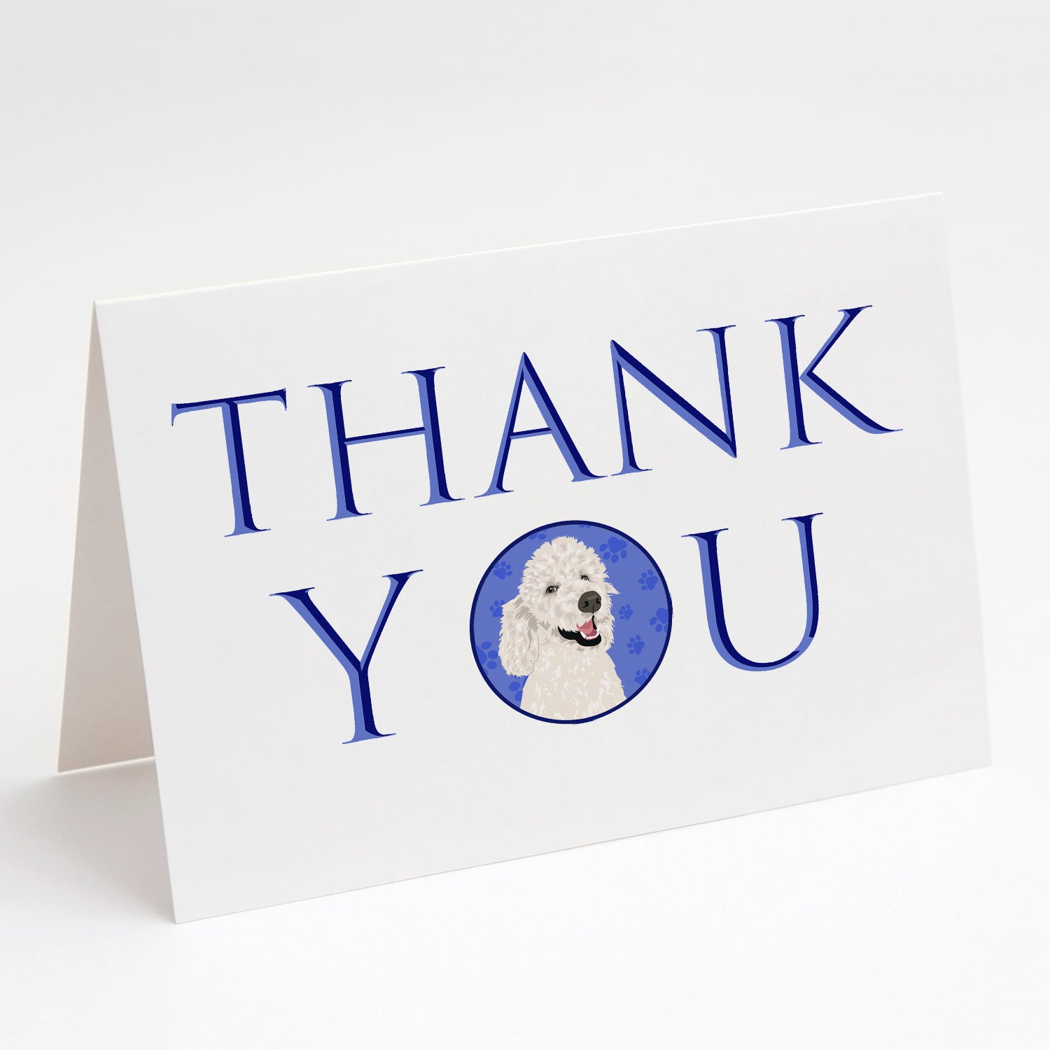 Buy this Poodle Standard White Thank You Greeting Cards and Envelopes Pack of 8