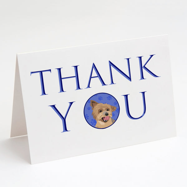 Buy this Yorkie Blue and Gold Thank You Greeting Cards and Envelopes Pack of 8