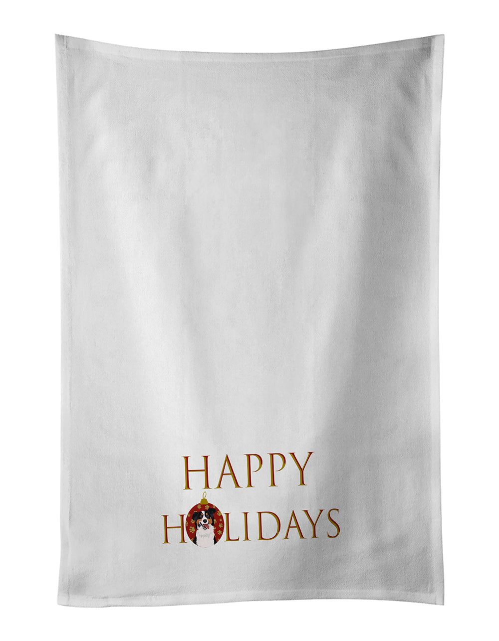 Buy this Australian Shepherd Black Tricolor #2 Happy Holidays White Kitchen Towel Set of 2