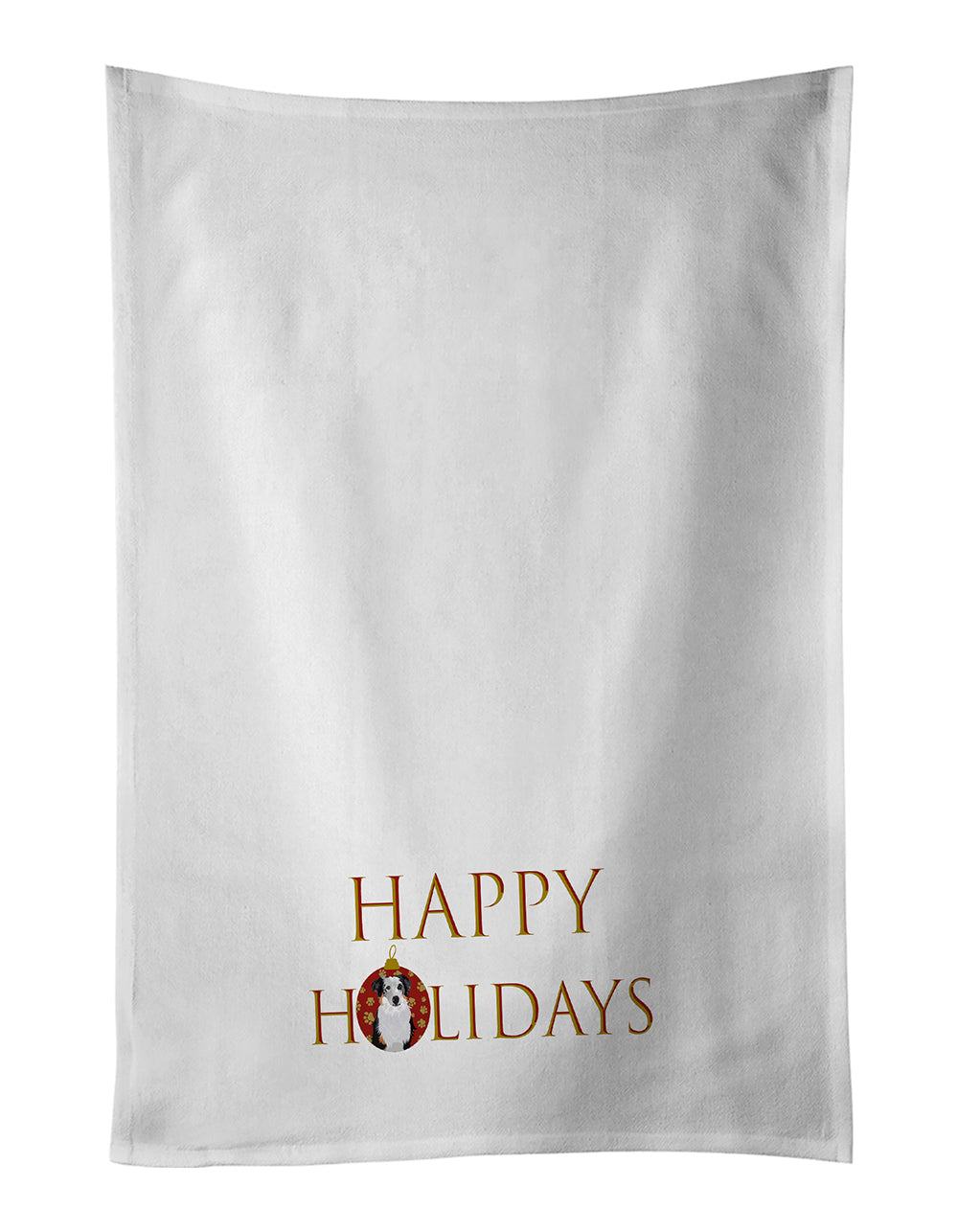 Buy this Australian Shepherd Blue Merle #1 Happy Holidays White Kitchen Towel Set of 2