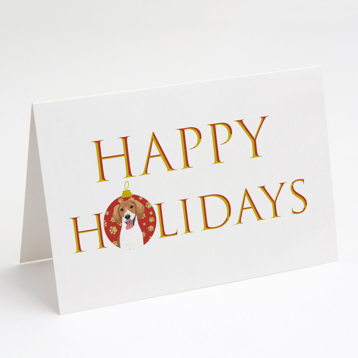 Buy this Beagle Red and White Red Ticked #2 Happy Holidays Greeting Cards and Envelopes Pack of 8