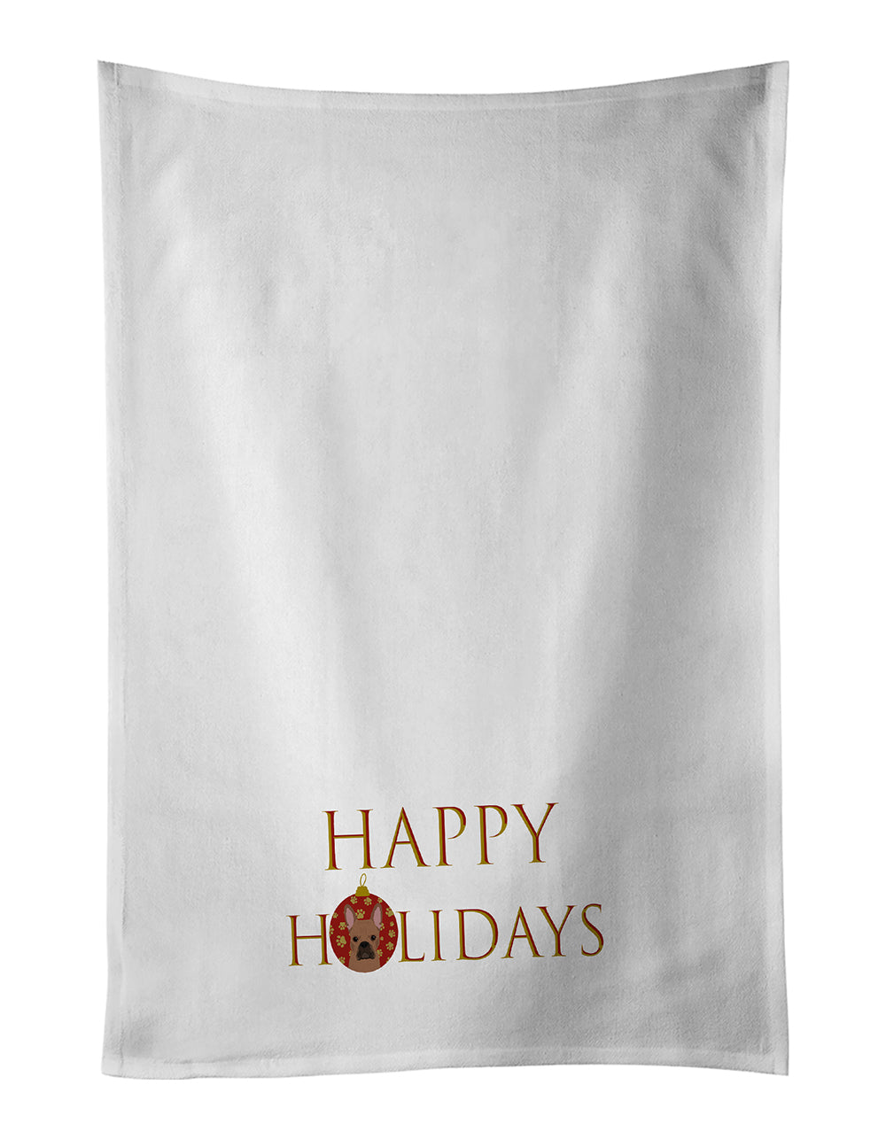 Buy this French Bulldog Cream Happy Holidays White Kitchen Towel Set of 2