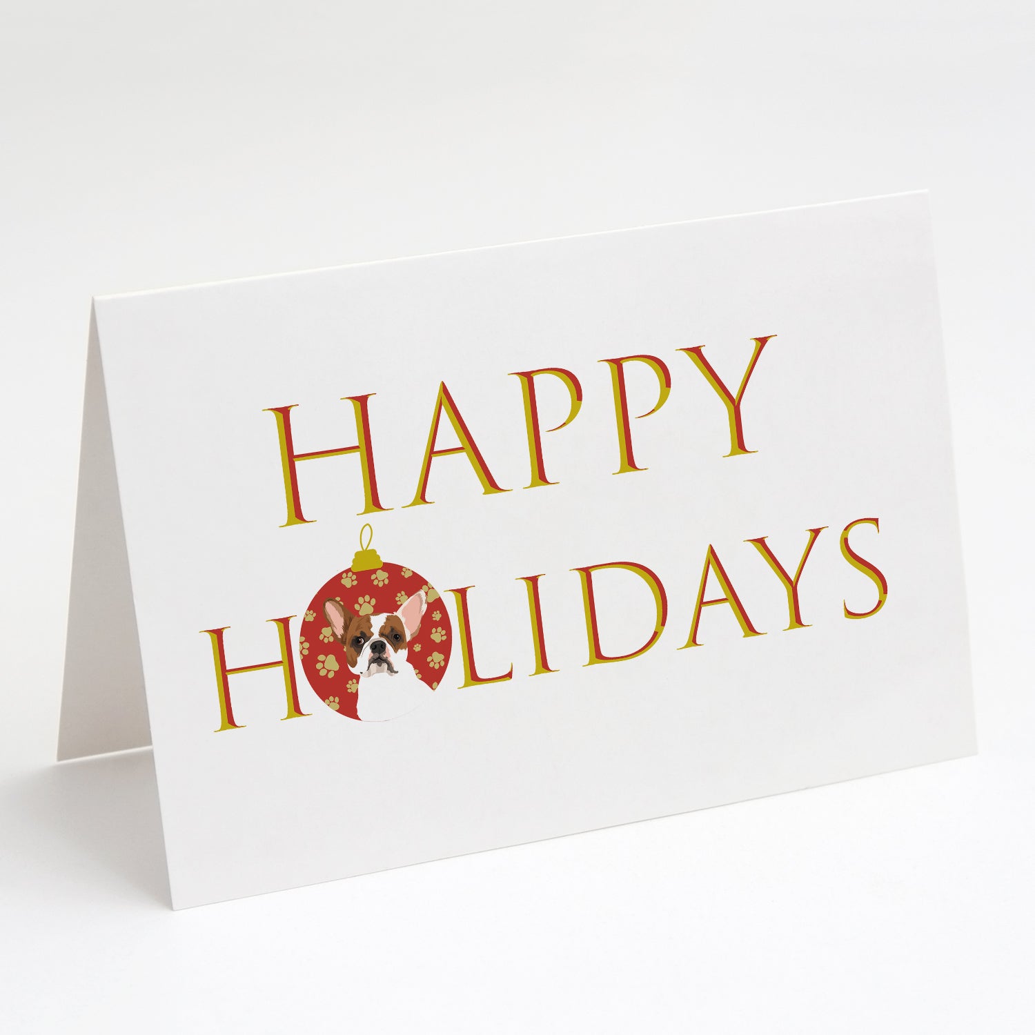 Buy this French Bulldog White #2 Happy Holidays Greeting Cards and Envelopes Pack of 8