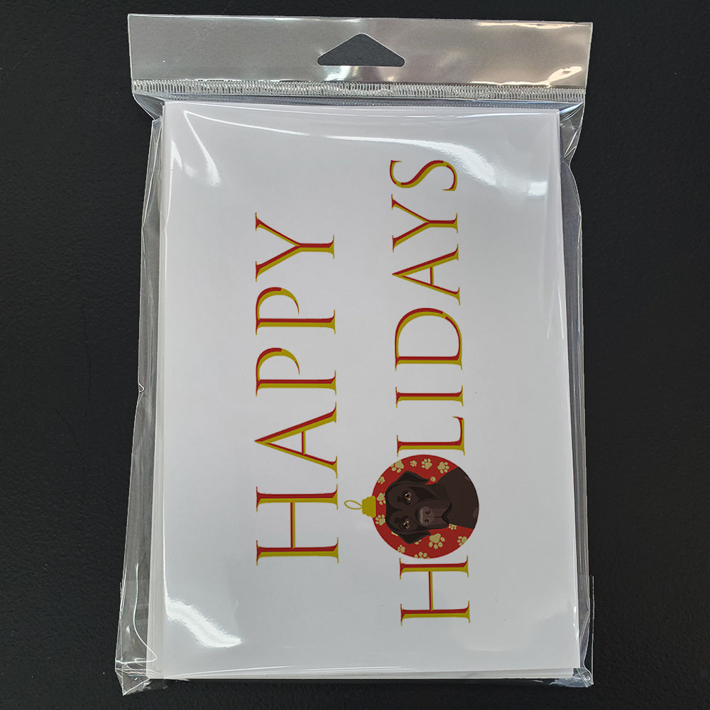Labrador Retriever Chocolate #1 Happy Holidays Greeting Cards and Envelopes Pack of 8 - the-store.com