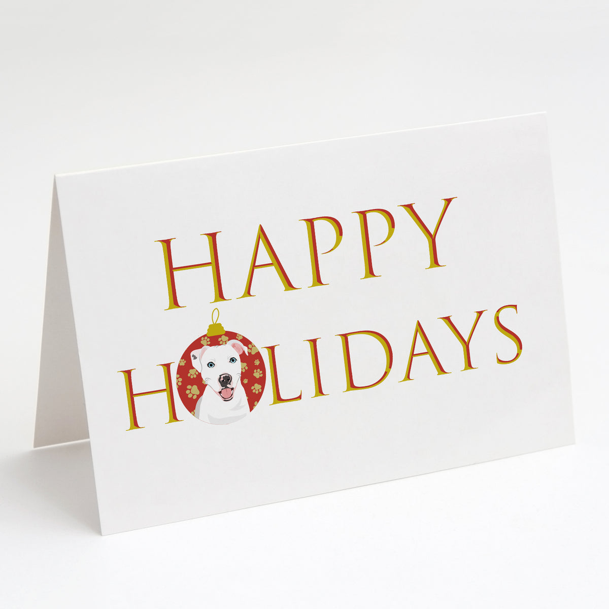 Buy this Pit Bull White #1 Happy Holidays Greeting Cards and Envelopes Pack of 8