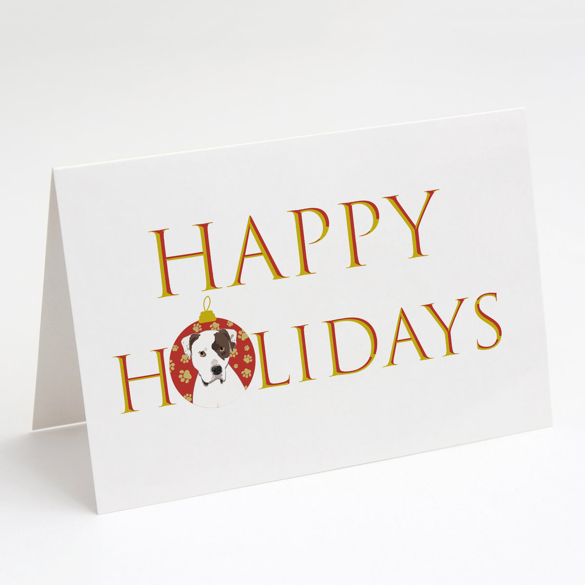 Buy this Pit Bull White #2 Happy Holidays Greeting Cards and Envelopes Pack of 8