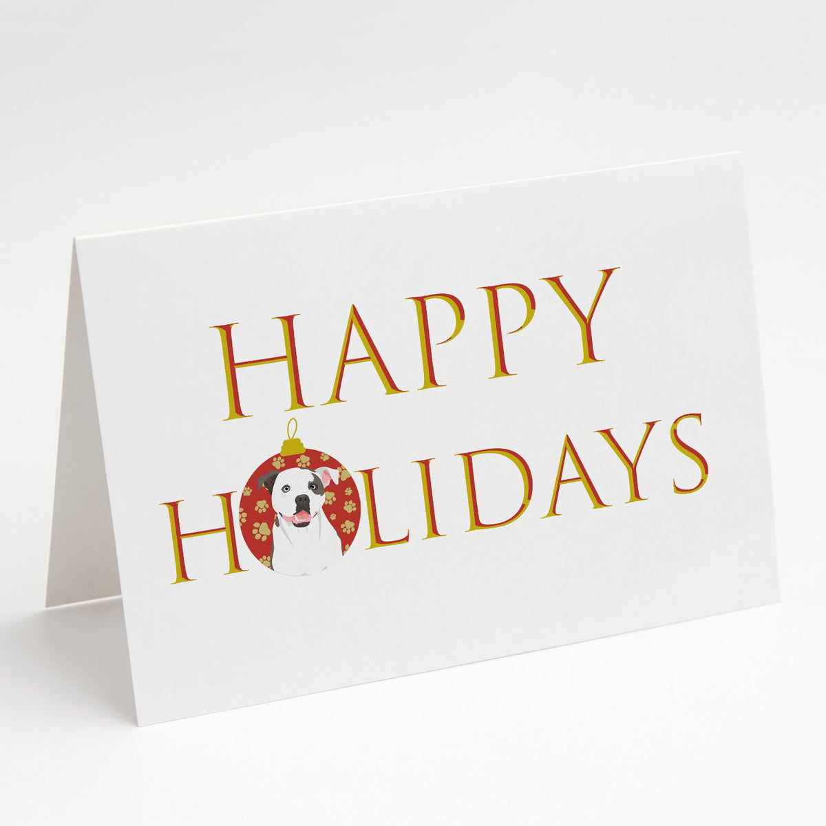 Buy this Pit Bull White #3 Happy Holidays Greeting Cards and Envelopes Pack of 8