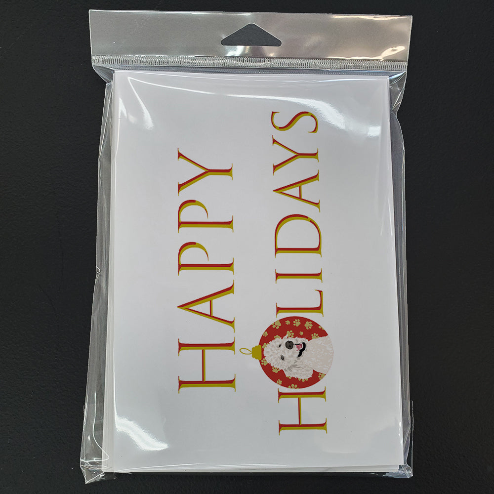 Poodle Standard White Happy Holidays Greeting Cards and Envelopes Pack of 8 - the-store.com