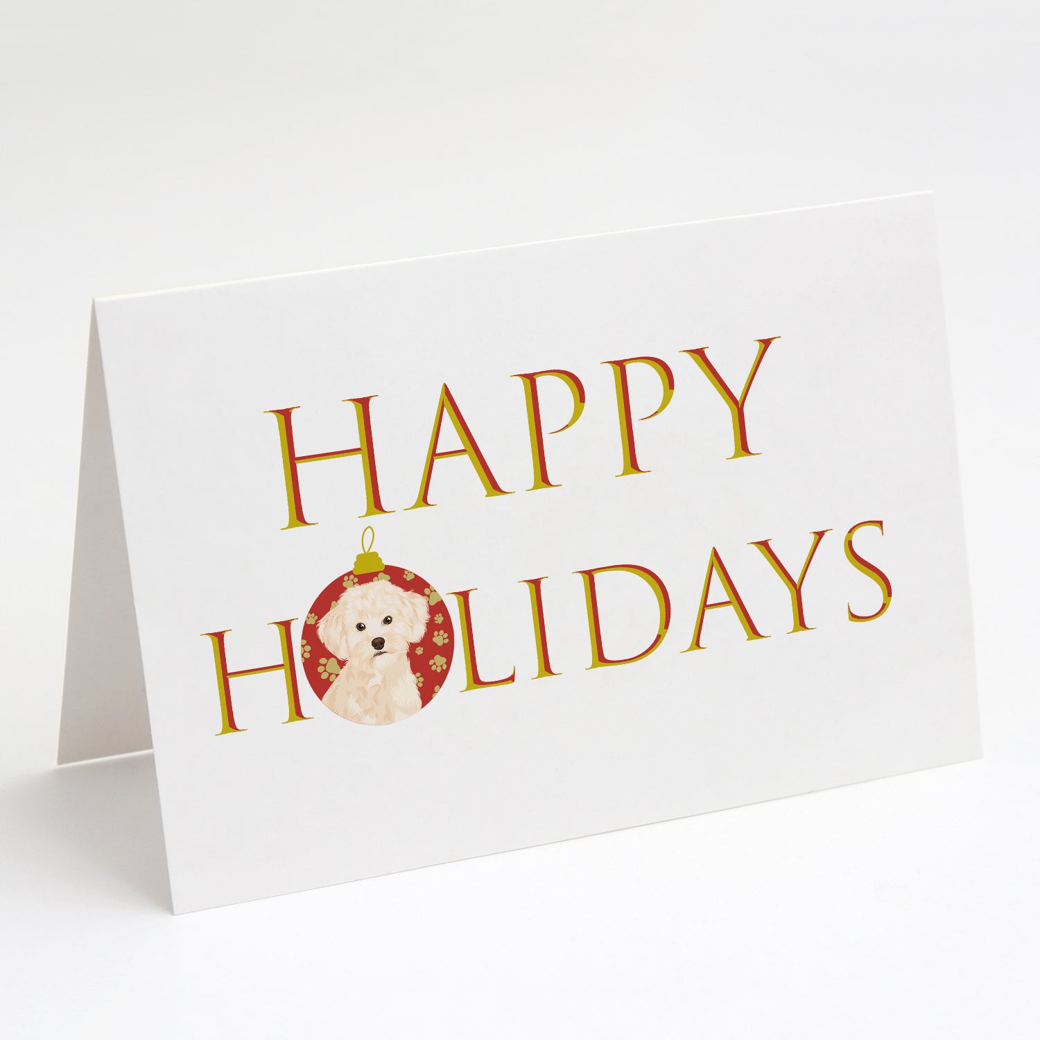 Buy this Poodle Toy Cream Happy Holidays Greeting Cards and Envelopes Pack of 8