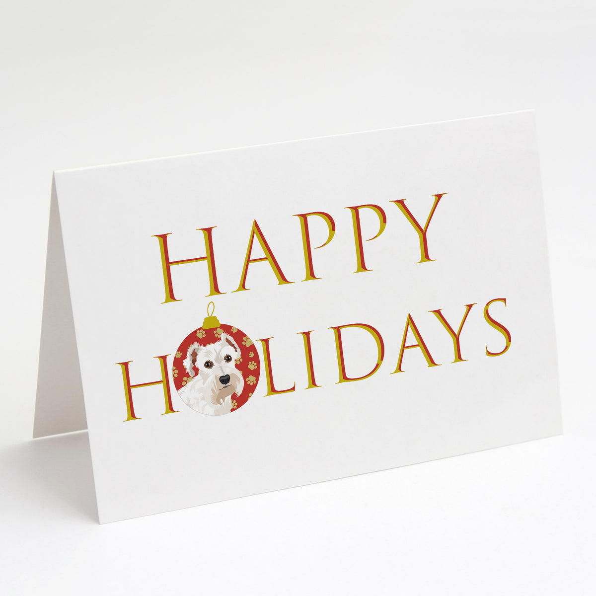 Buy this Schnauzer White #1 Happy Holidays Greeting Cards and Envelopes Pack of 8