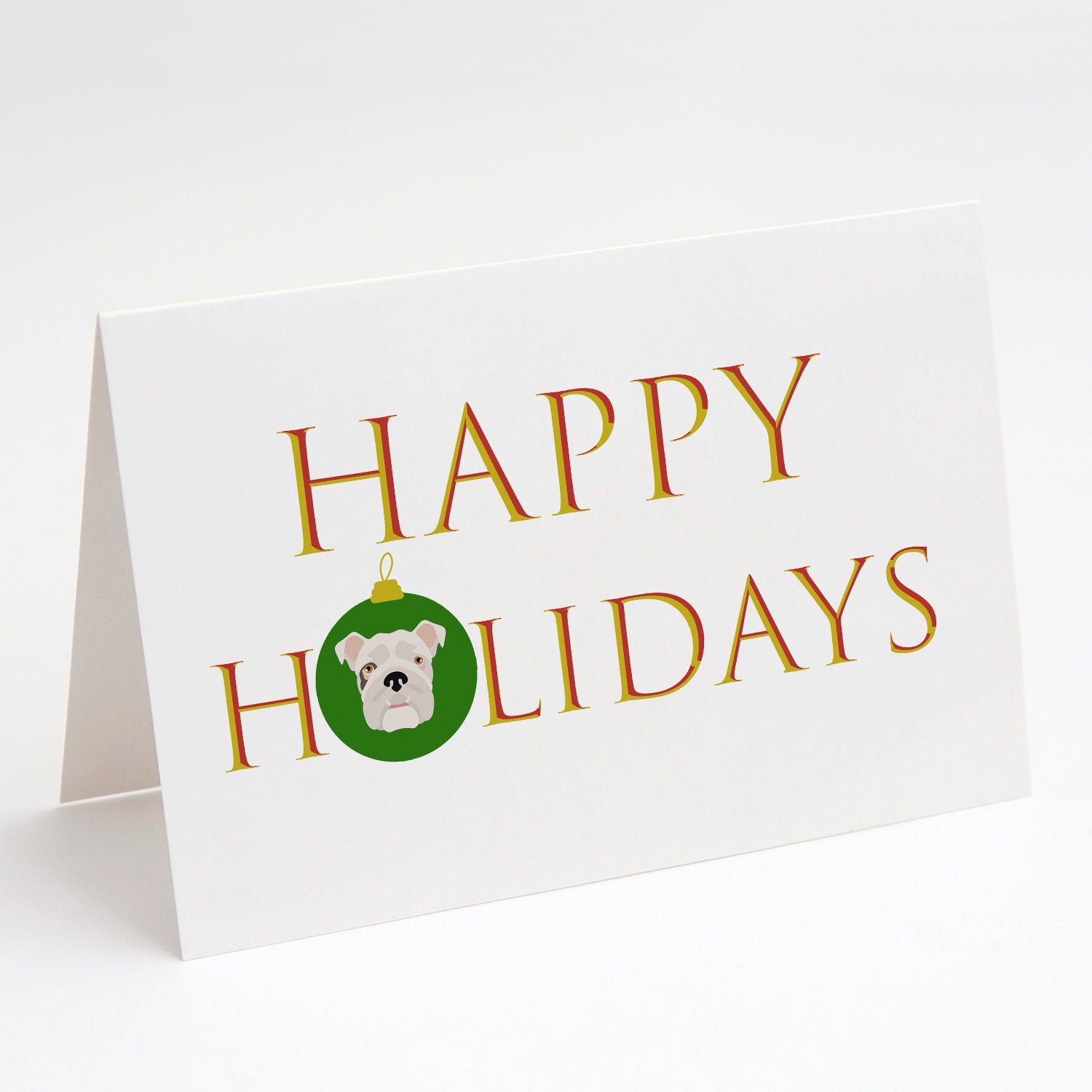 Buy this English Bulldog Happy Holidays Christmas Greeting Cards and Envelopes Pack of 8