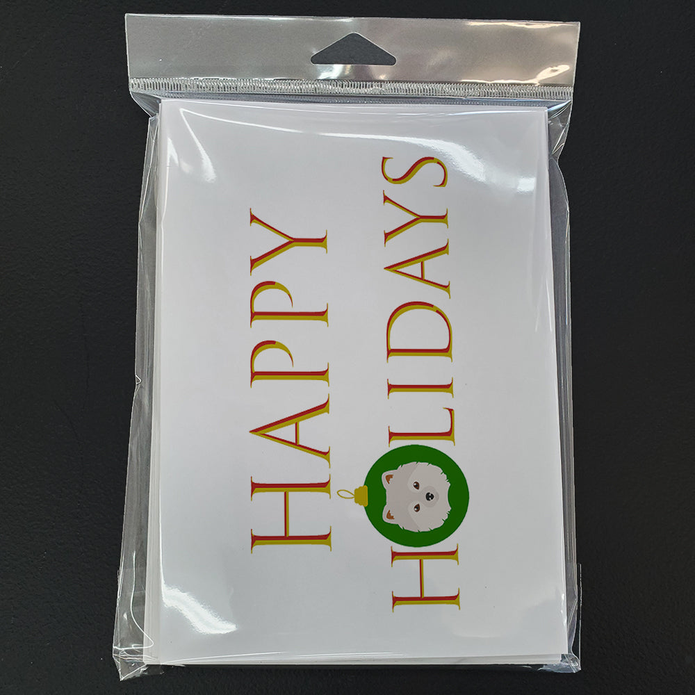 Japanese Spitz Happy Holidays Christmas Greeting Cards and Envelopes Pack of 8 - the-store.com