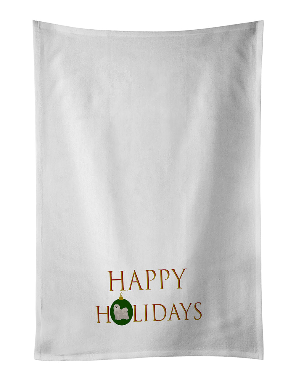 Buy this Lhasa Apso #2 Happy Holidays White Kitchen Towel Set of 2