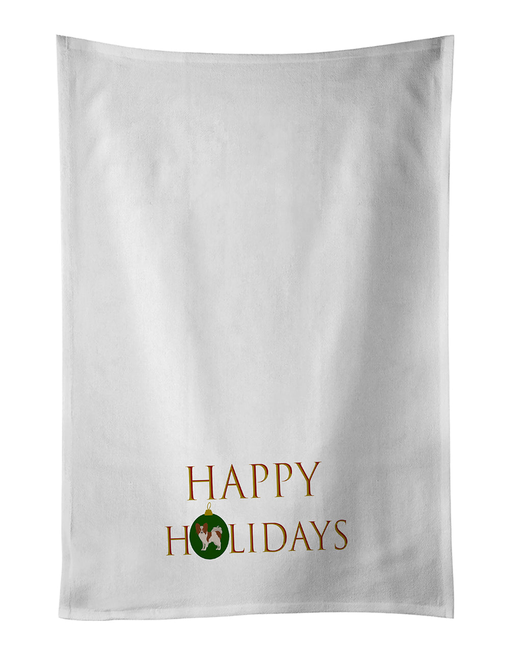 Buy this Papillon #1 Happy Holidays White Kitchen Towel Set of 2