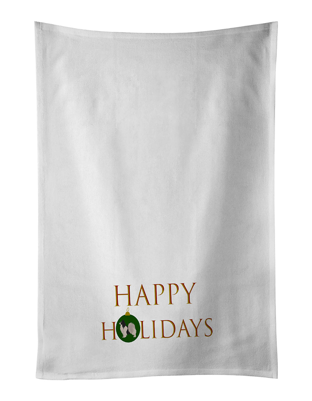 Buy this Papillon #2 Happy Holidays White Kitchen Towel Set of 2