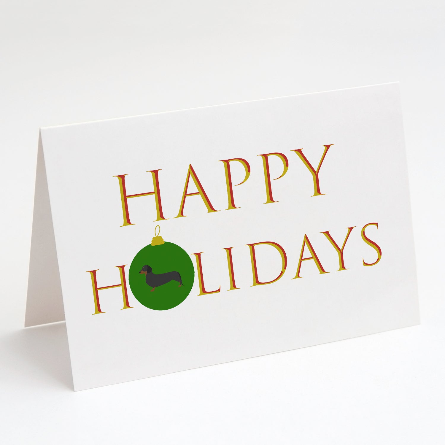 Caroline's Treasures Dachshund Happy Holidays Greeting Cards - Blank Note Cards – 8-Pack of Artist-Designed Cards with Envelopes